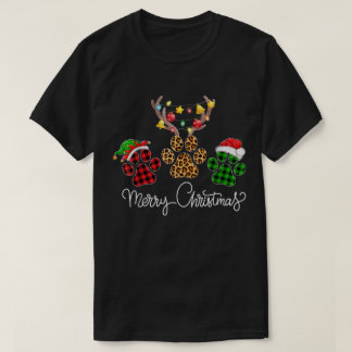 Merry Christmas Paw Prints Design Tシャツ