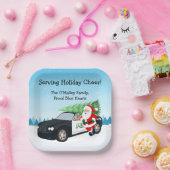 Merry Christmas PD Police Officer Santa Cop Car ペーパープレート (パーティー)