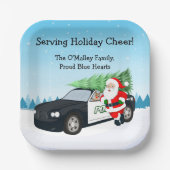 Merry Christmas PD Police Officer Santa Cop Car ペーパープレート (正面)