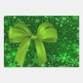 Merry Christmas Penguin Boxing Gloves Green Bow ラッピングペーパーシート (正面3)