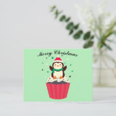 Merry Christmas Penguin Cupcake Postcard ポストカード (スタンド正面)
