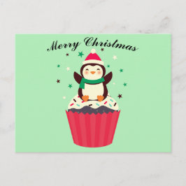 Merry Christmas Penguin Cupcake Postcard ポストカード