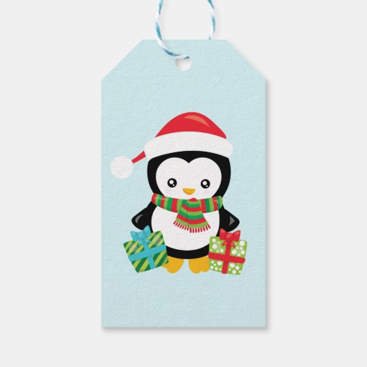 Merry Christmas Penguin Illustration ギフトタグ (裏面)