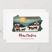 Merry Christmas Pennsylvania State Personalized  シーズンカード (正面/裏面)