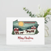 Merry Christmas Pennsylvania State Personalized  シーズンカード (スタンド正面)