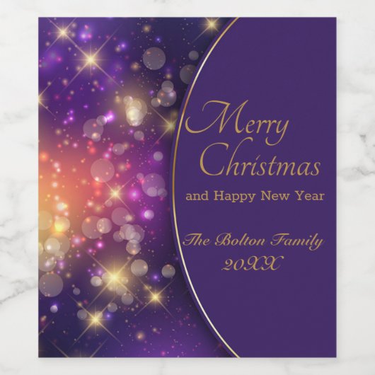 Merry Christmas Personalized ワインラベル (シングルラベル)