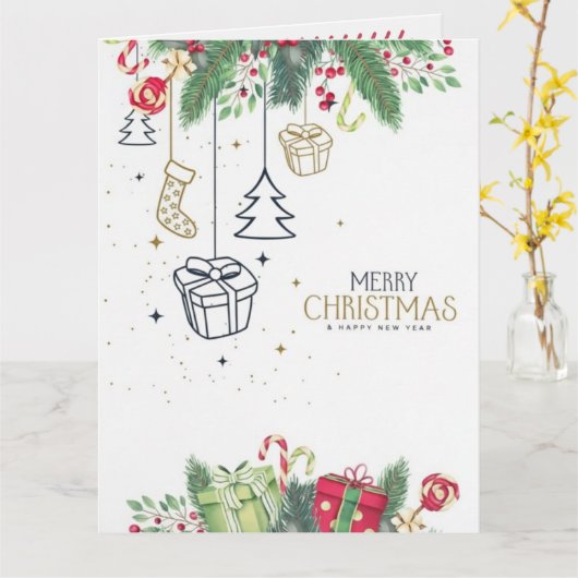 Merry Christmas Personalized  Holiday Card カード (黄色い花)
