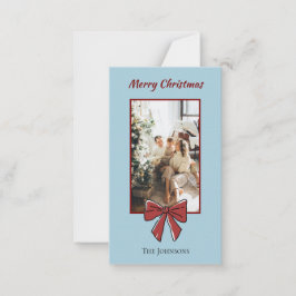 Merry Christmas Personalized Note Card | Red Bow ノートカード