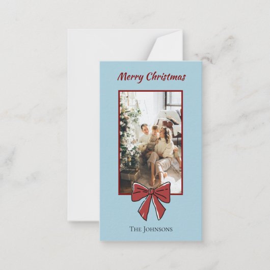 Merry Christmas Personalized Note Card | Red Bow ノートカード (正面)