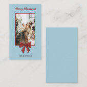 Merry Christmas Personalized Note Card | Red Bow ノートカード (正面/裏面)