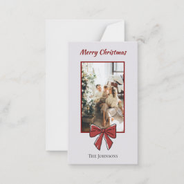 Merry Christmas Personalized Note Card | Red Bow ノートカード