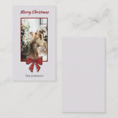 Merry Christmas Personalized Note Card | Red Bow ノートカード (正面/裏面)