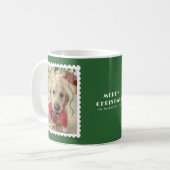 Merry Christmas Personalized Pet Photo Green コーヒーマグカップ (正面左)