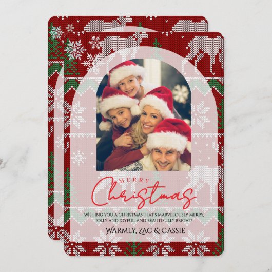 Merry Christmas Personalized Photo Card 招待状 (正面/裏面)