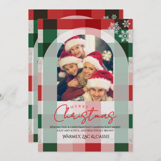 Merry Christmas Personalized Photo Card 招待状 (正面/裏面)