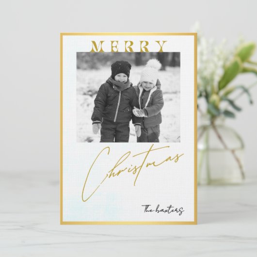 Merry Christmas Personalized Photo Holiday 招待状 (スタンド正面)