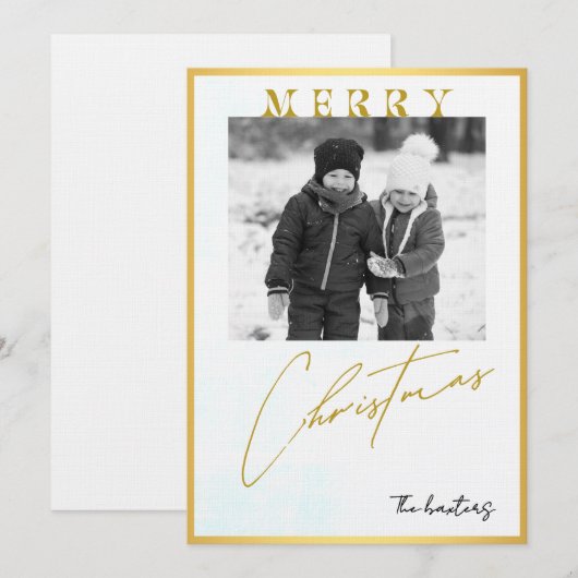 Merry Christmas Personalized Photo Holiday 招待状 (正面/裏面)