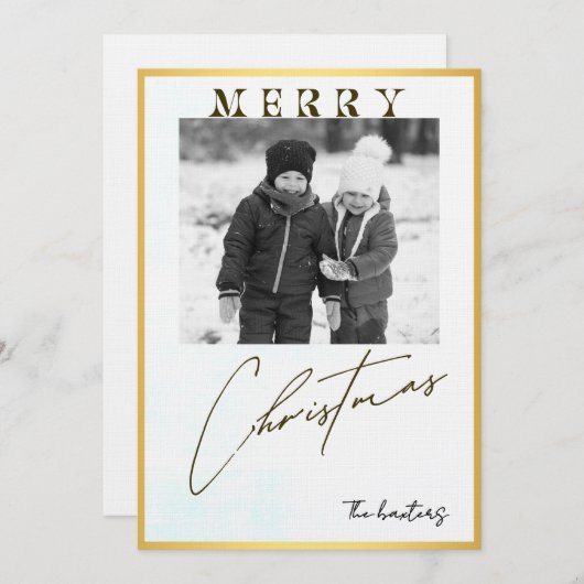 Merry Christmas Personalized Photo Holiday 招待状 (正面/裏面)