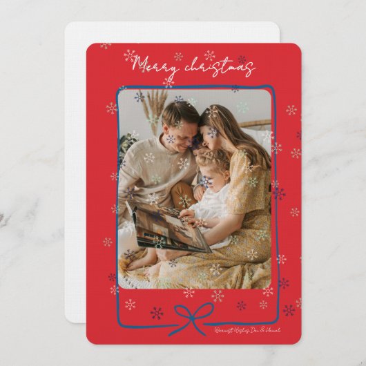 Merry Christmas Personalized Photo Holiday 招待状 (正面/裏面)