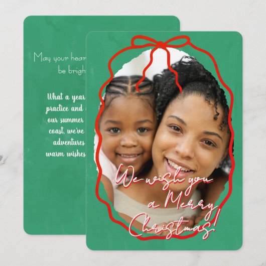 Merry Christmas Personalized Photo Holiday  招待状 (正面/裏面)
