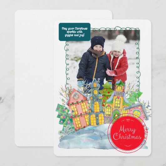 Merry Christmas Personalized Photo Holiday 招待状 (正面/裏面)