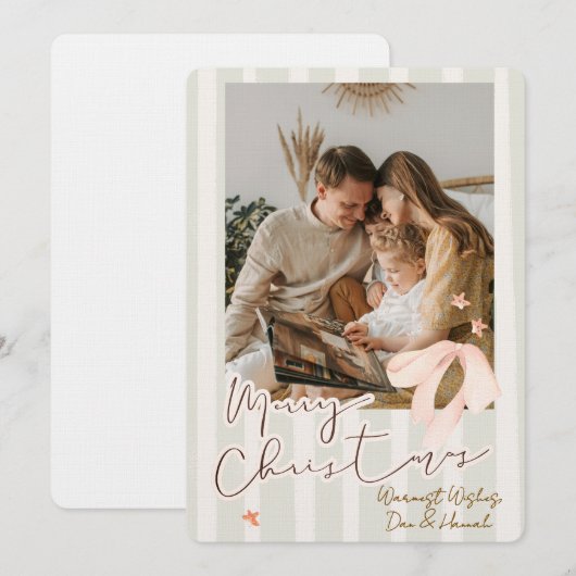 Merry Christmas Personalized Photo Holiday 招待状 (正面/裏面)