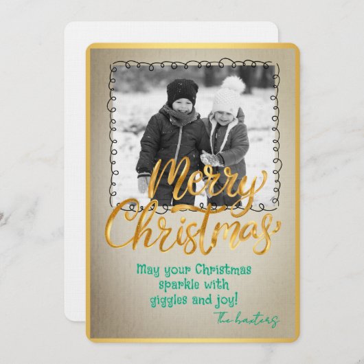 Merry Christmas Personalized Photo Holiday 招待状 (正面/裏面)