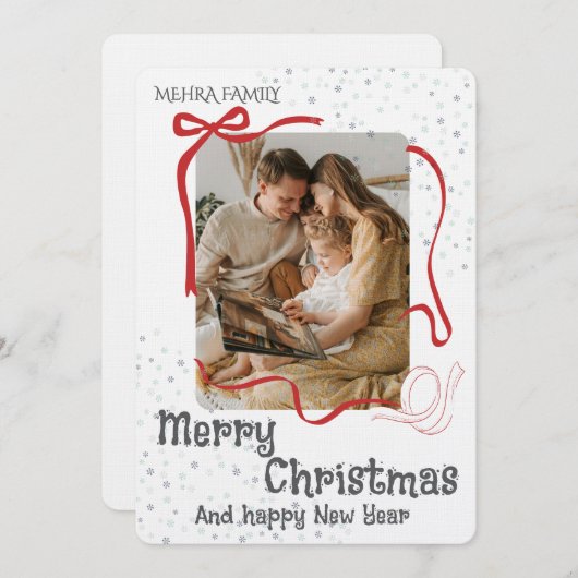 Merry Christmas Personalized Photo Holiday 招待状 (正面/裏面)