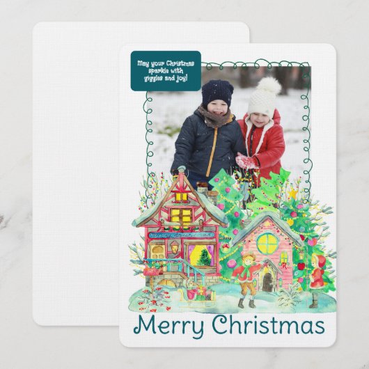 Merry Christmas Personalized Photo Holiday 招待状 (正面/裏面)