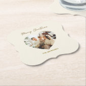 Merry Christmas Personalized Photo Paper Coaster ペーパーコースター (アングル)