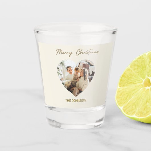 Merry Christmas Personalized Photo Shot Glass ショットグラス (正面)
