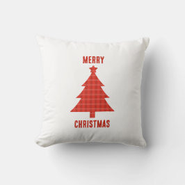 Merry Christmas Personalized Red Plaid クッション