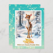 Merry Christmas Personised I Cute Baby Deer シーズンカード (正面/裏面)