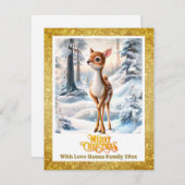 Merry Christmas Personised I Cute Baby Deer シーズンカード (正面/裏面)