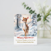 Merry Christmas Personised I Cute Baby Deer シーズンポストカード (スタンド正面)