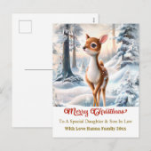Merry Christmas Personised I Cute Baby Deer シーズンポストカード (正面/裏面)