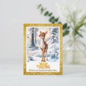 Merry Christmas Personised I Cute Baby Deer シーズンポストカード (スタンド正面)