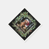 Merry Christmas Pet Photo Wreath スタンダードカクテルナプキン (角)