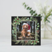 Merry Christmas Pet Photo Wreath Square Card (スタンド正面)