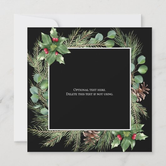 Merry Christmas Pet Photo Wreath Square Card (裏面)