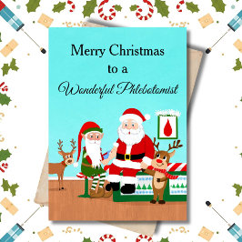 Merry Christmas Phlebotomist Santa and Reindeers カード