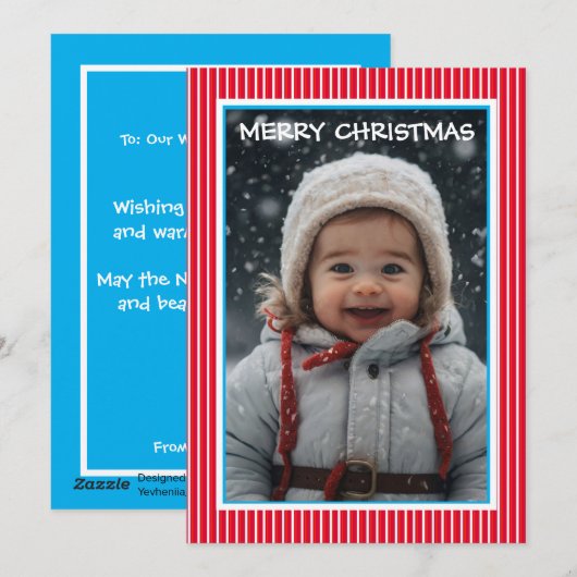 Merry Christmas Photo Card for Grandma from Family シーズンカード (正面/裏面)