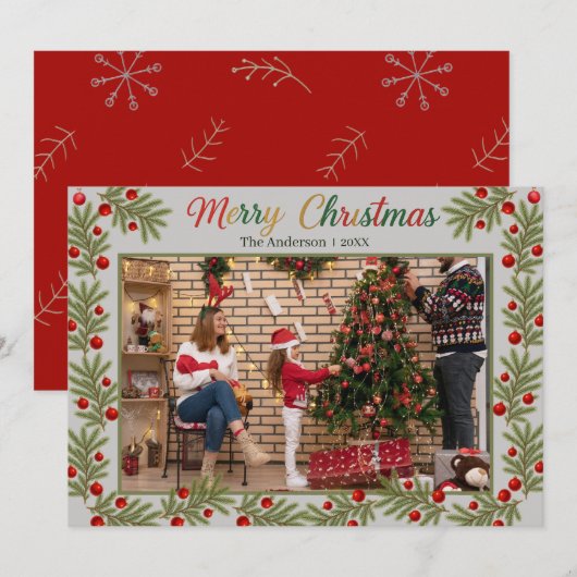 Merry Christmas Photo Card – Personalized Holiday  サンキューカード (正面/裏面)