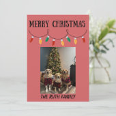 Merry Christmas Photo Card with Christmas Lights シーズンカード (スタンド正面)