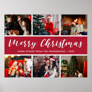 Merry Christmas Photo Collage Calligraphy ポスター