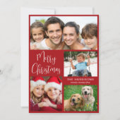 Merry Christmas Photo Collage Red シーズンカード (正面)