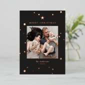 Merry Christmas Photo Elegant Real Rose Gold 箔シーズンカード (立ち正面)