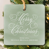 Merry Christmas Photo Green Script Simple セラミックオーナメント