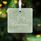 Merry Christmas Photo Green Script Simple セラミックオーナメント