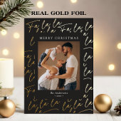 Merry Christmas Photo Handwritten Script Real Gold 箔シーズンカード